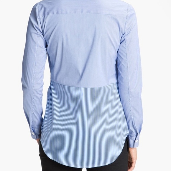 Theory Tablita Striped Shirt Blue Size Medium - Picture 3 of 8